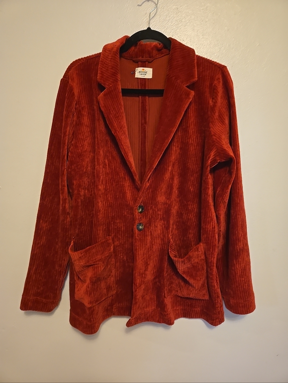 Marine Layer Women's Casual Blazer Jacket Red Velvet-Like XL NWOT